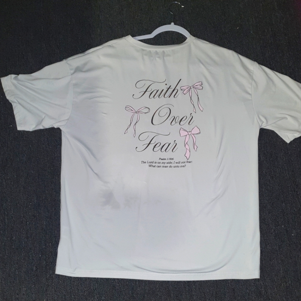 Faith-Based White Short Sleeve Tee with Embroidered Design